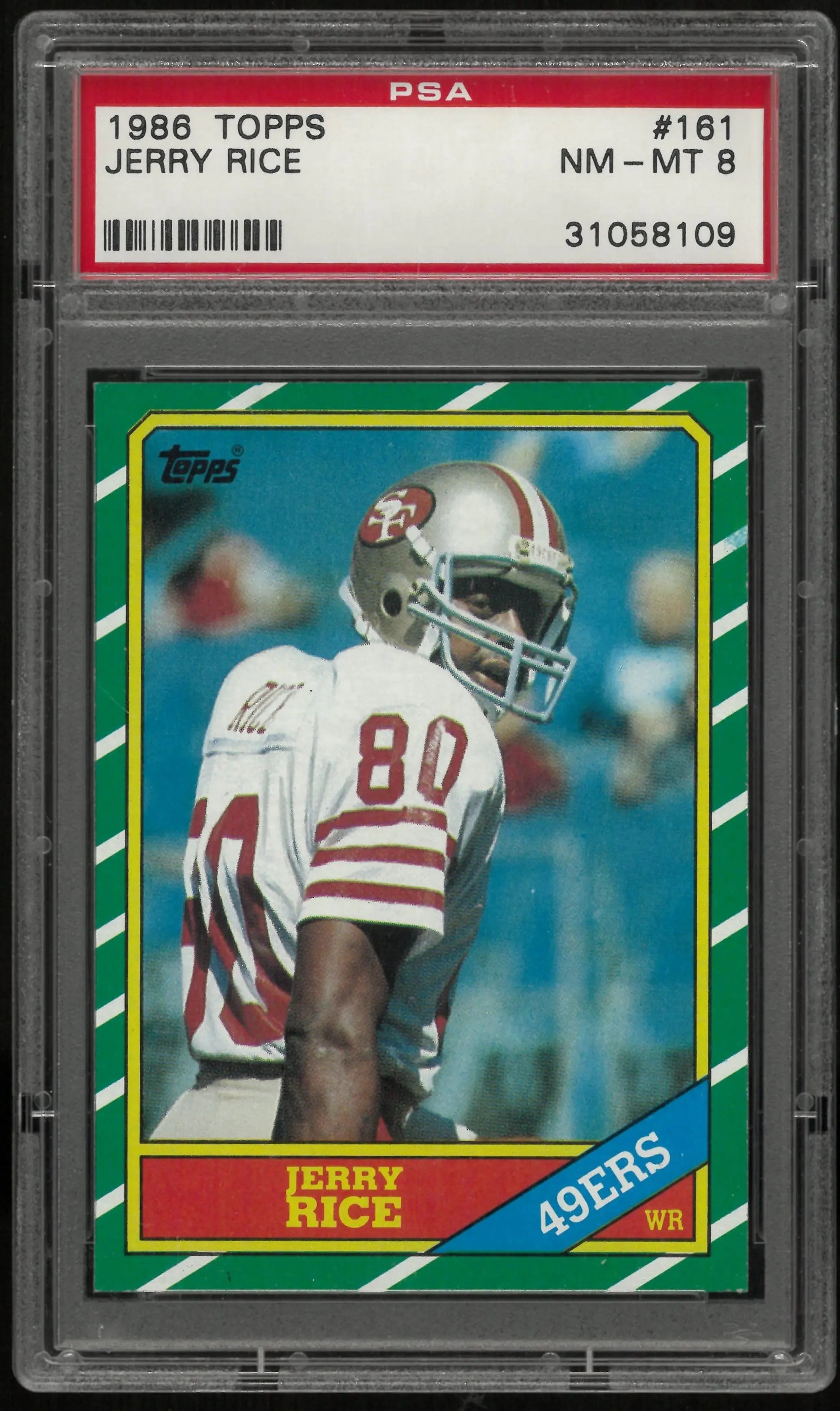 1986 Topps Football Rookie Jerry Rice RC #161 PSA 8 