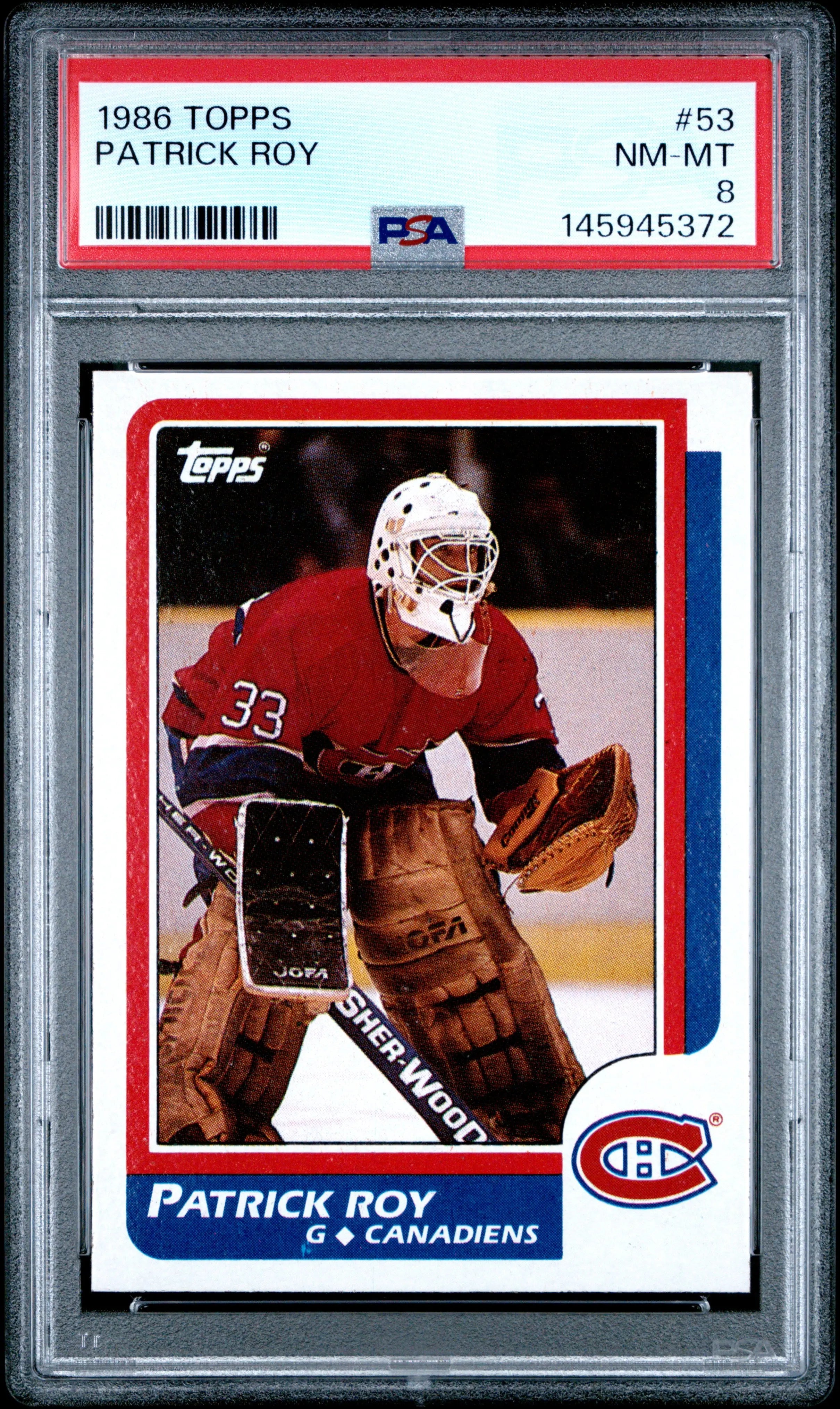 1986 Topps Hockey Patrick Roy RC Rookie #53 PSA 8 