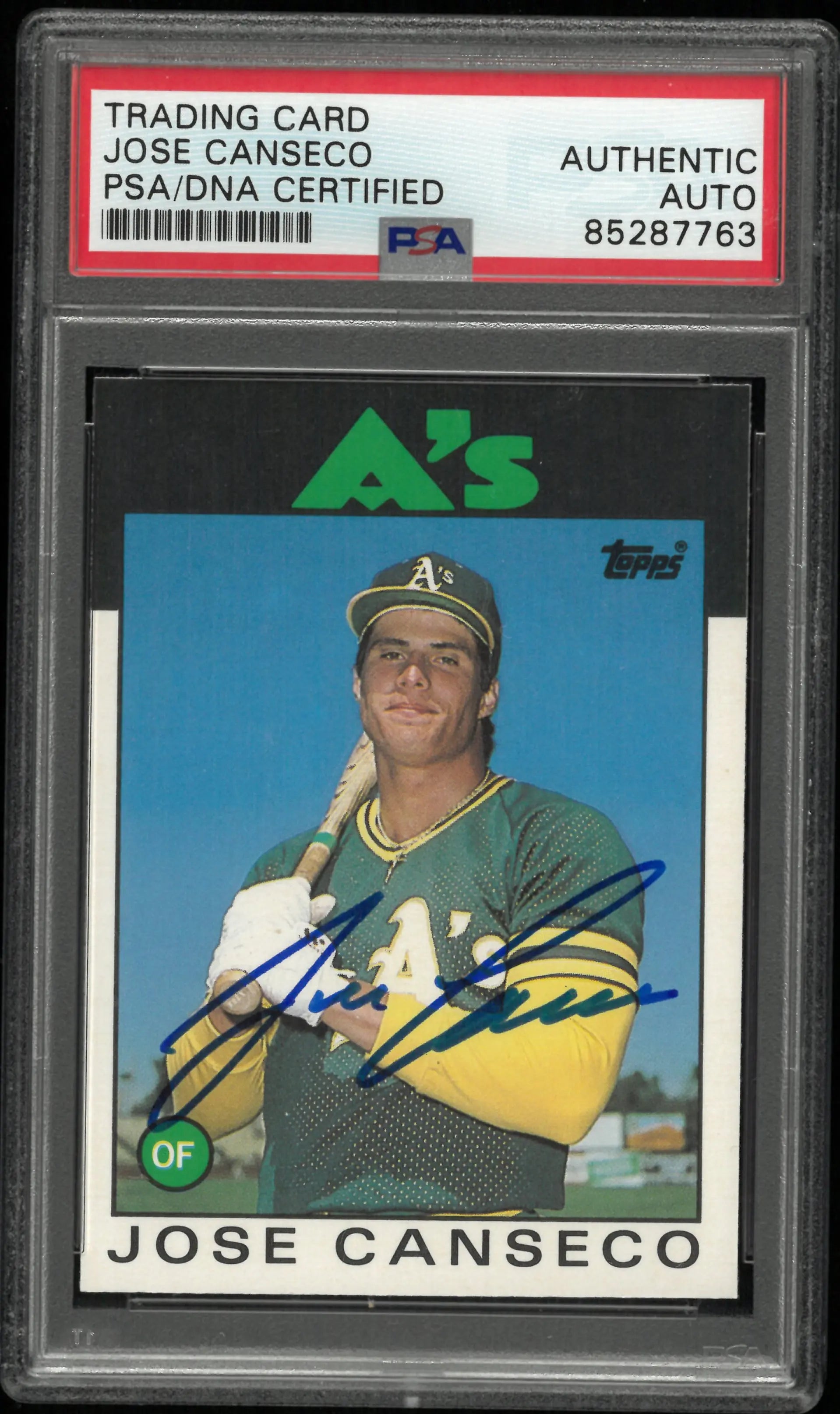 1986 Topps Jose Canseco Autograph Auto PSA Authentic Auto 