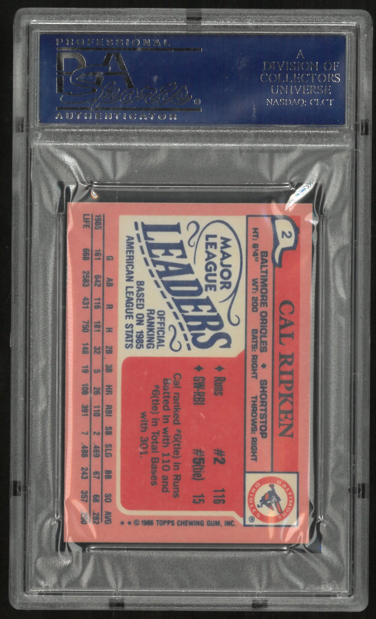 1986 Topps Mini League Leaders Cal Ripken JR. PSA 10 