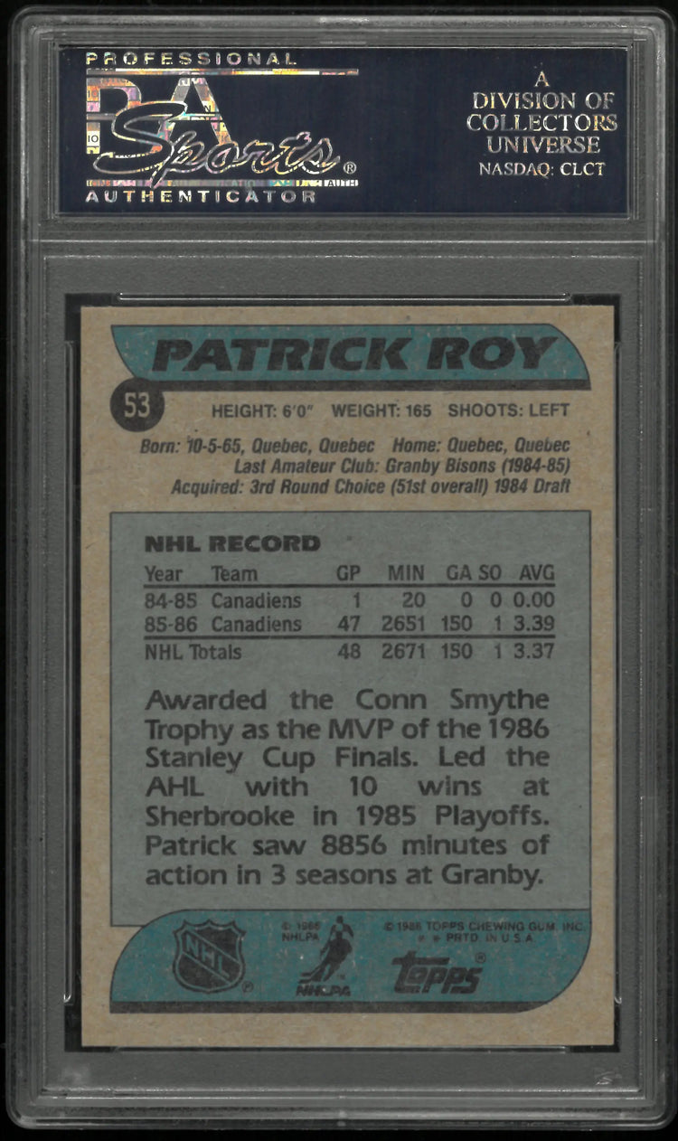 1986 Topps Patrick Roy #53 PSA 6 