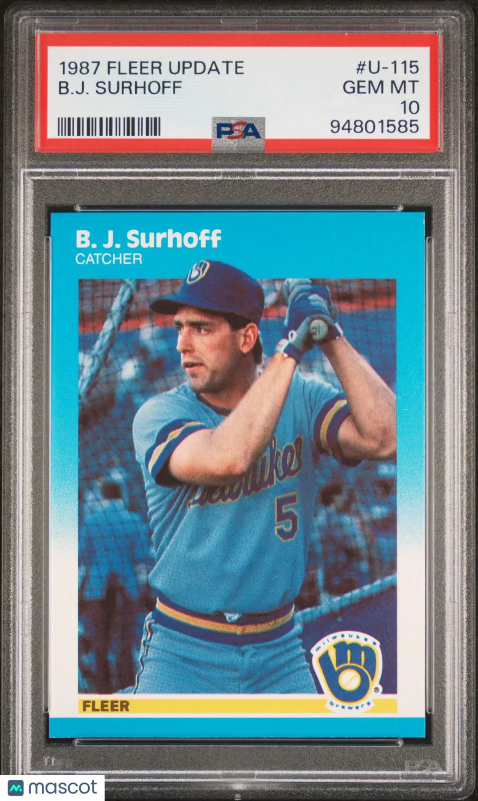 1987 Fleer Baseball Update B. J. Surhoff #U-115 PSA 10 