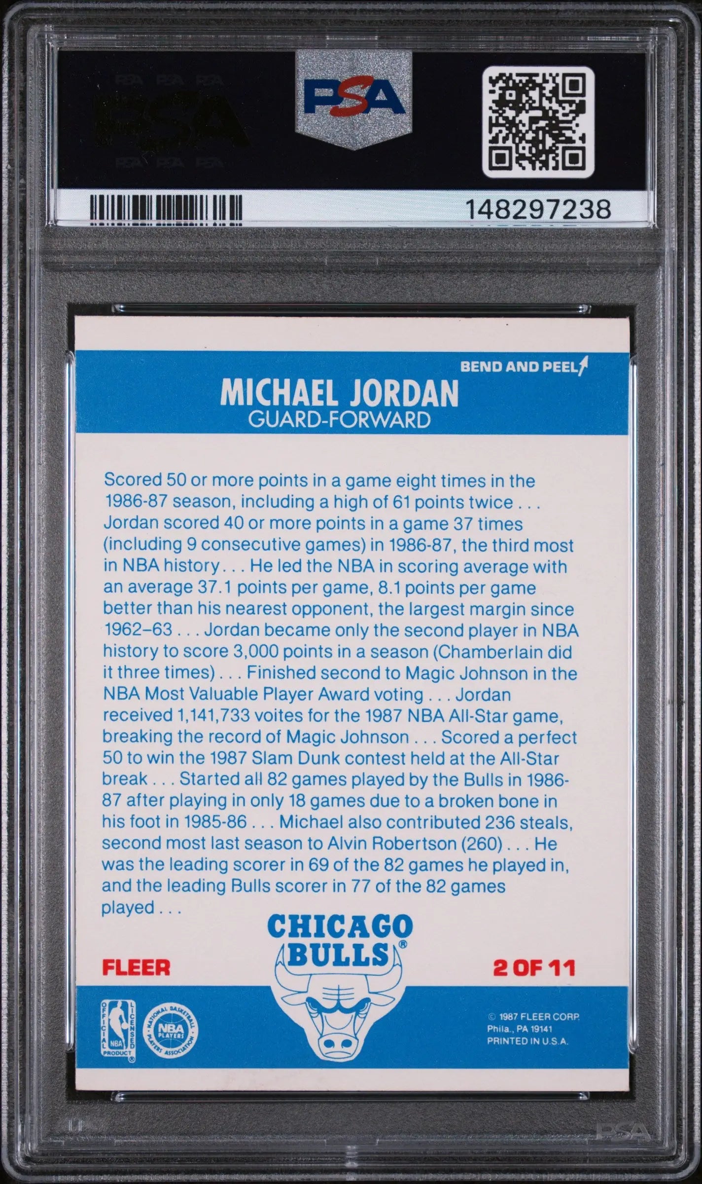 1987 Fleer Sticker Michael Jordan PSA 6 