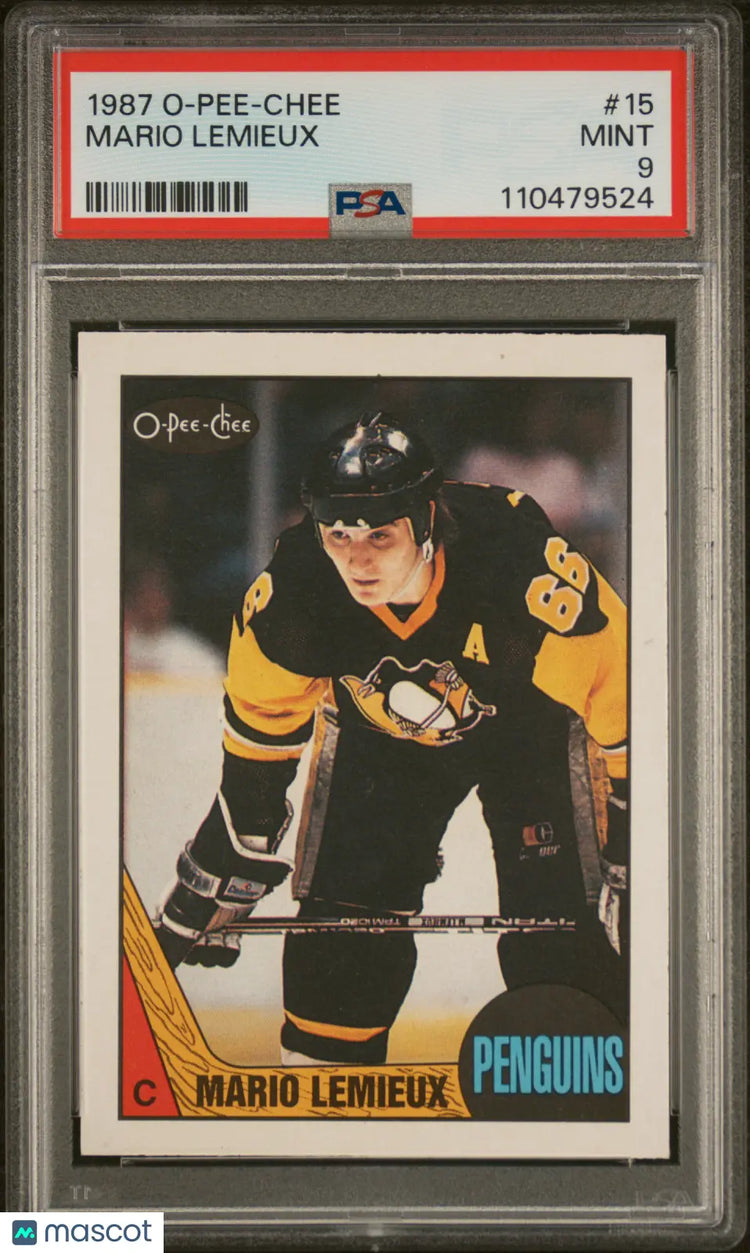 1987 O-Pee-Chee OPC Hockey Mario Lemieux #15 PSA 9 