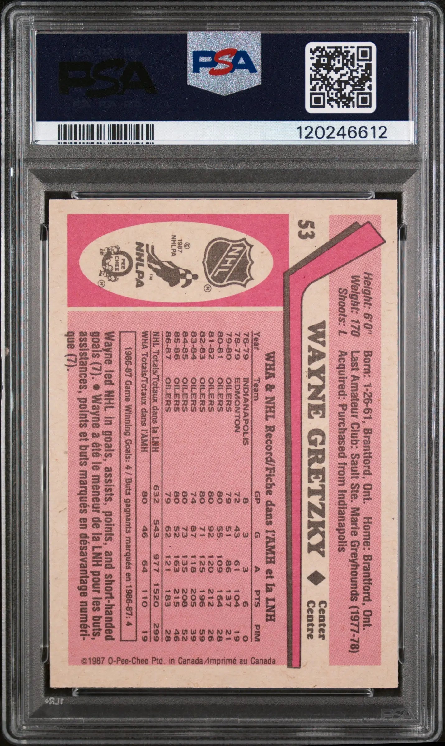 1987 O-Pee-Chee Wayne Gretzky #53 PSA 9 
