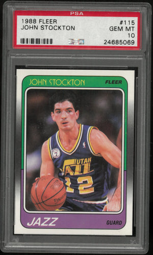 1988 Fleer Basketball John Stockton RC Rookie #115 PSA 10 