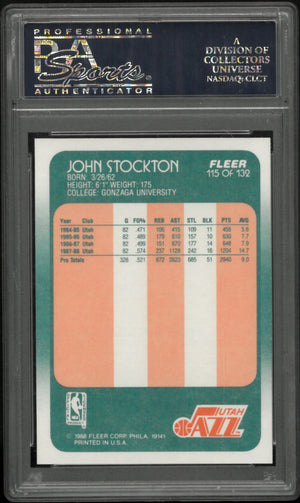 1988 Fleer Basketball John Stockton RC Rookie #115 PSA 10 