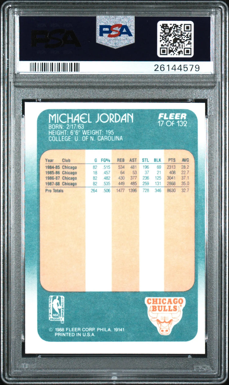 1988 Fleer Basketball Michael Jordan PSA 8 
