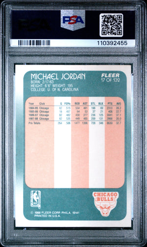 1988 Fleer Basketball Michael Jordan #17 PSA 6 