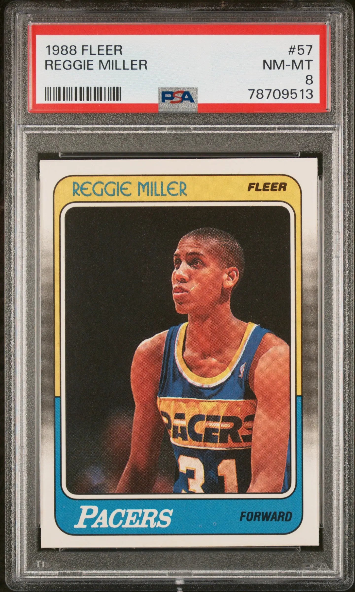 1988 Fleer Basketball Reggie Miller #57 PSA 8 