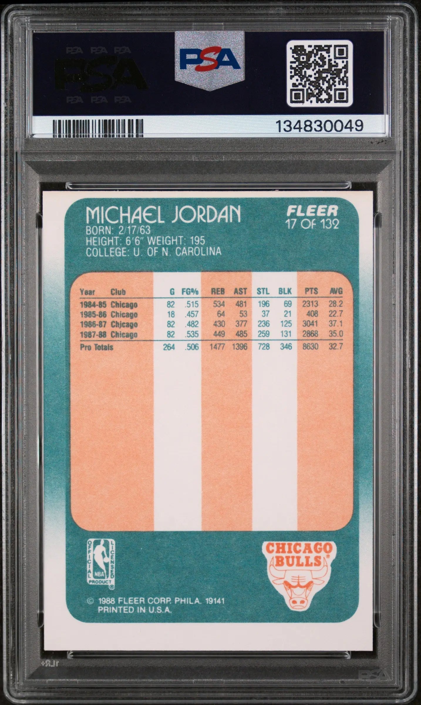 1988 Fleer Michael Jordan PSA 9 