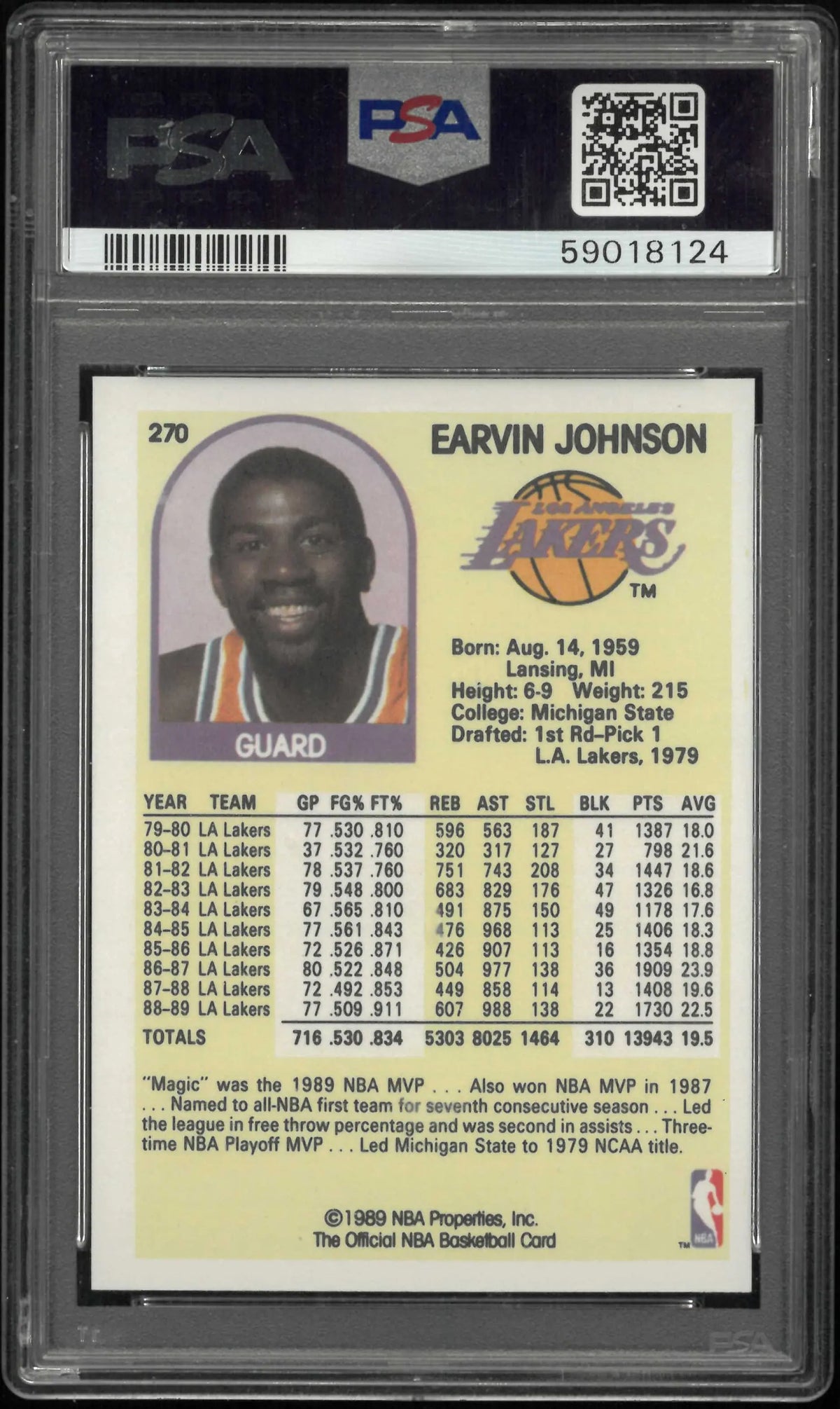 1989 Hoops Magic Johnson PSA 10 
