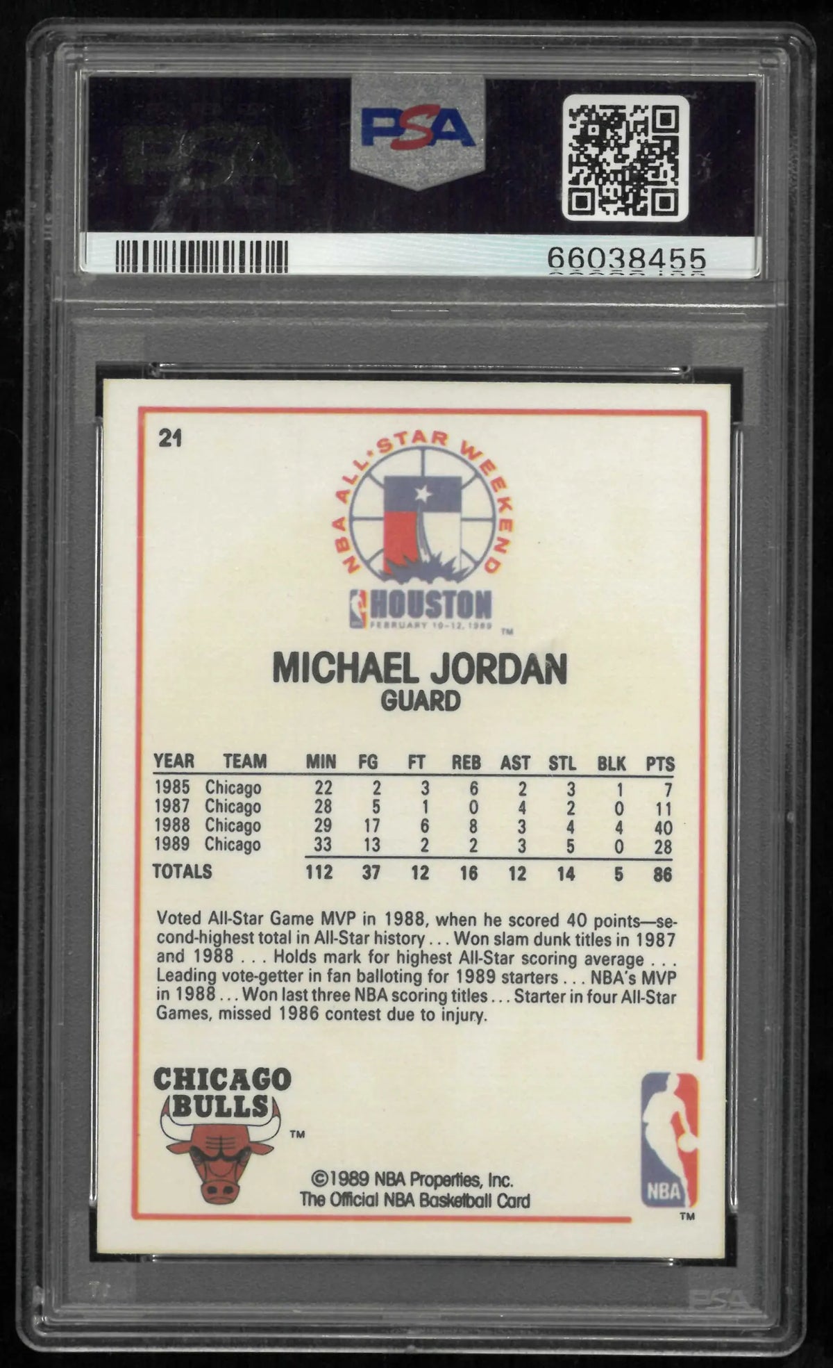 1989 Hoops Michael Jordan All-Star PSA 9 