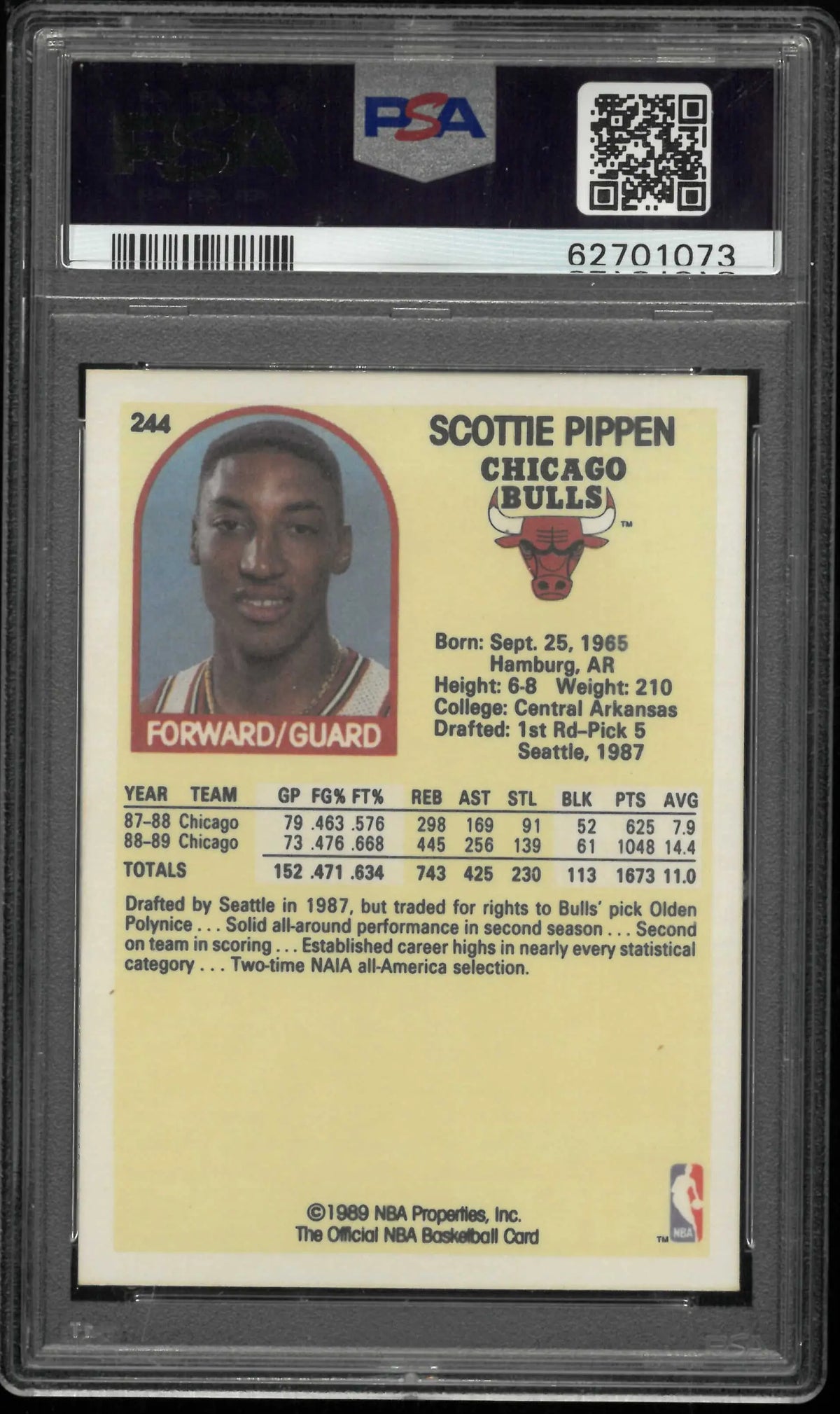 1989 Hoops Scottie Pippen PSA 10 