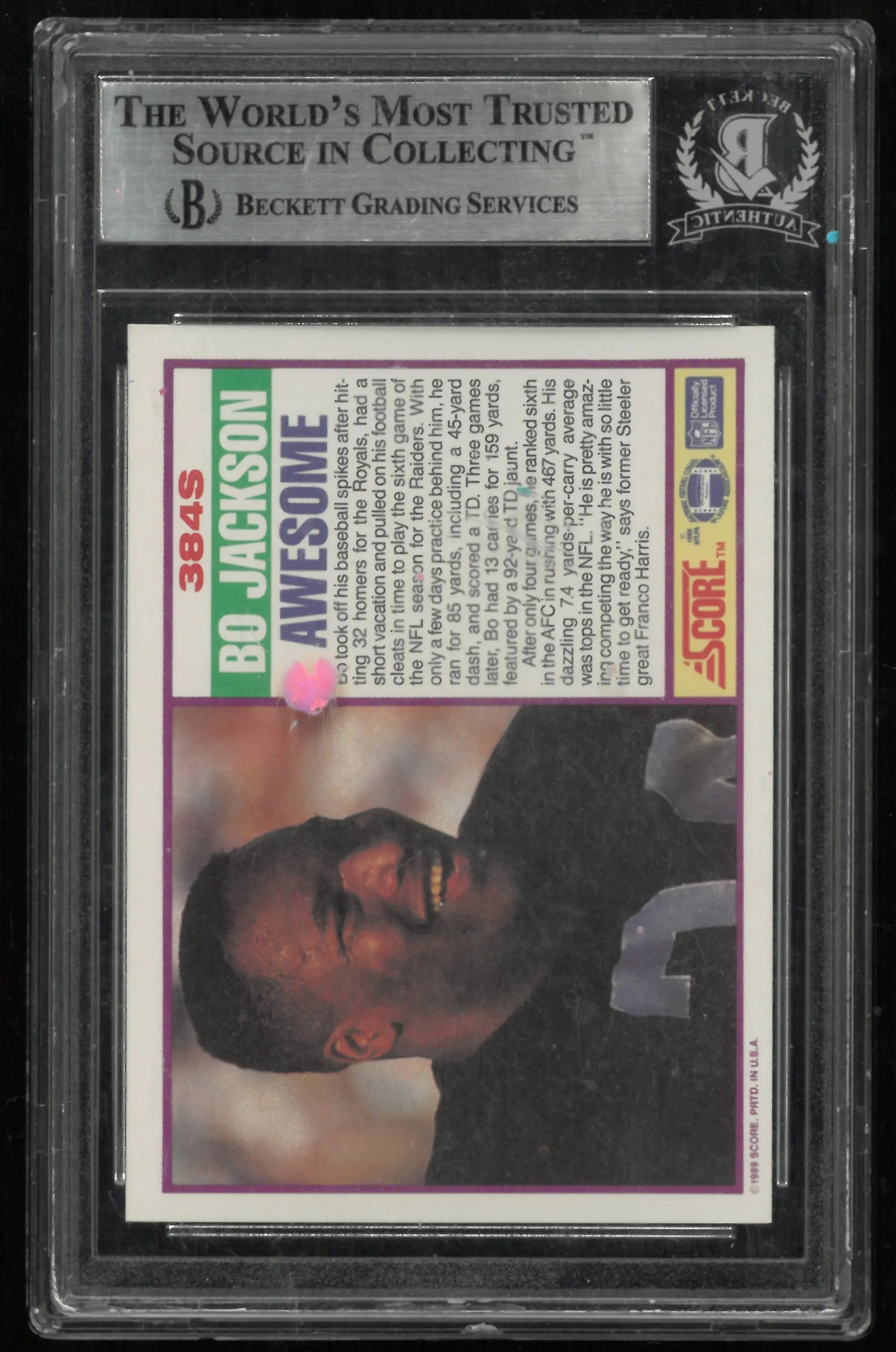 1989 Score Supplemental Bo Jackson #384S /(FB BGS 0 
