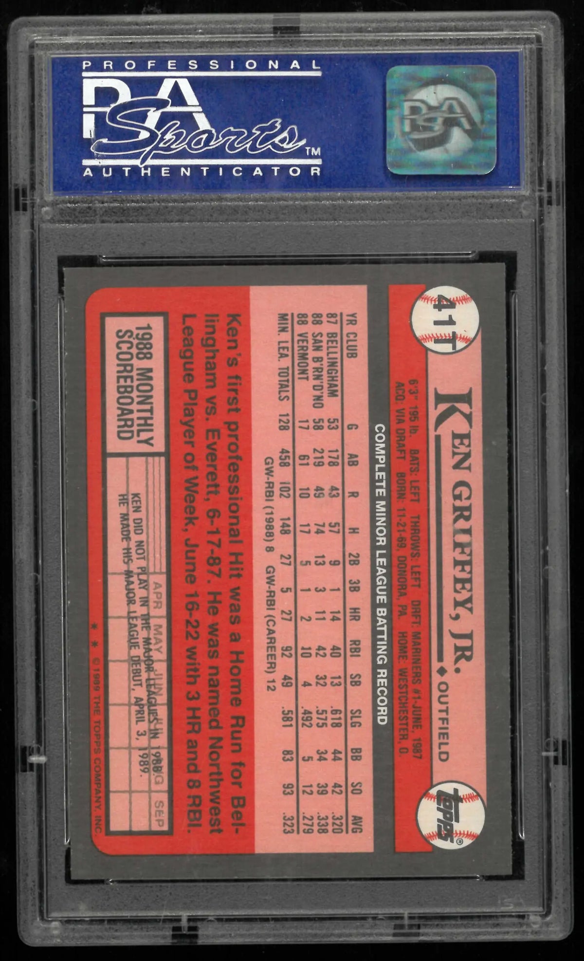 1989 Topps Traded Ken Griffey Jr. PSA 9 