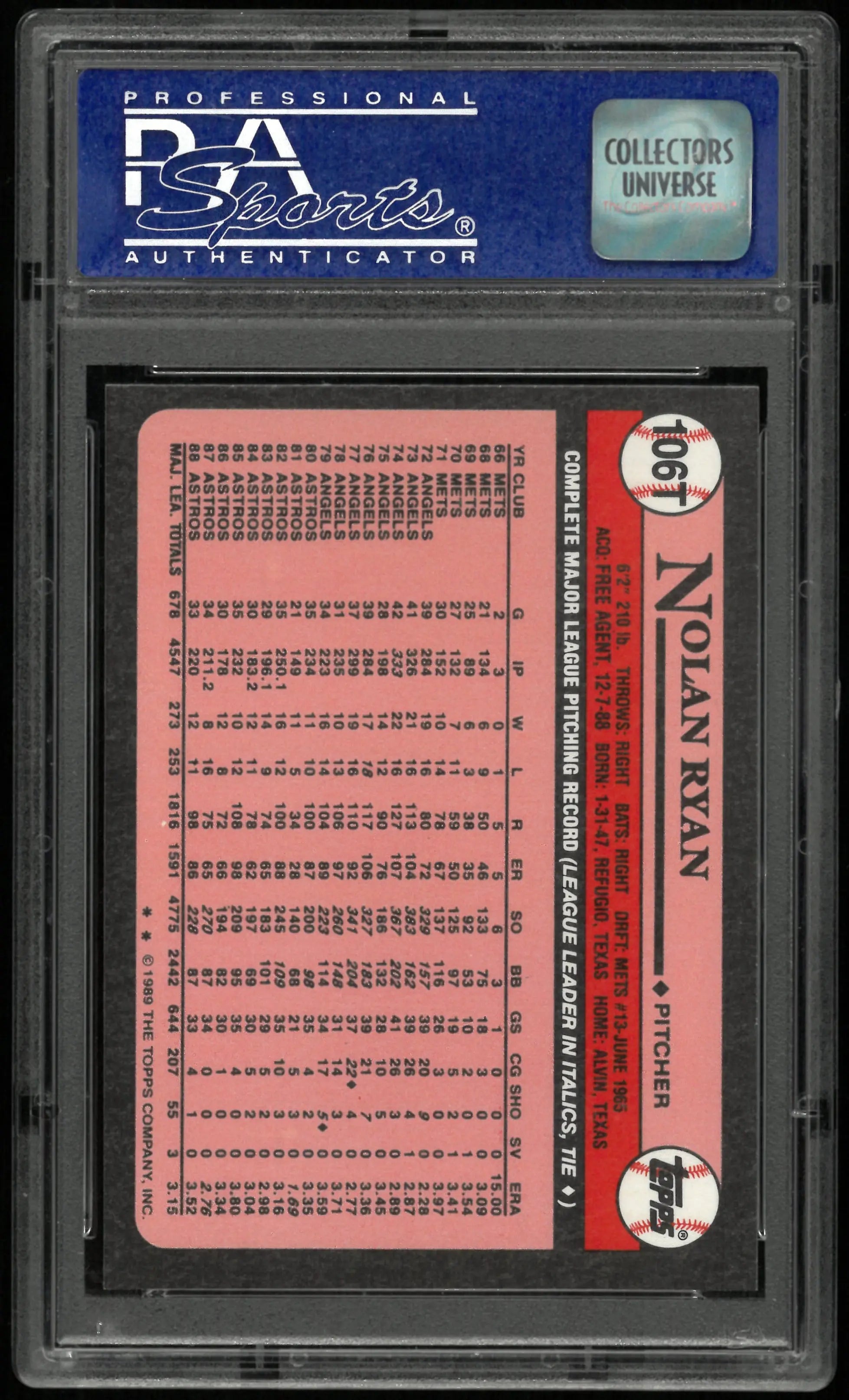 1989 Topps Traded Tiffany Nolan Ryan PSA 9 