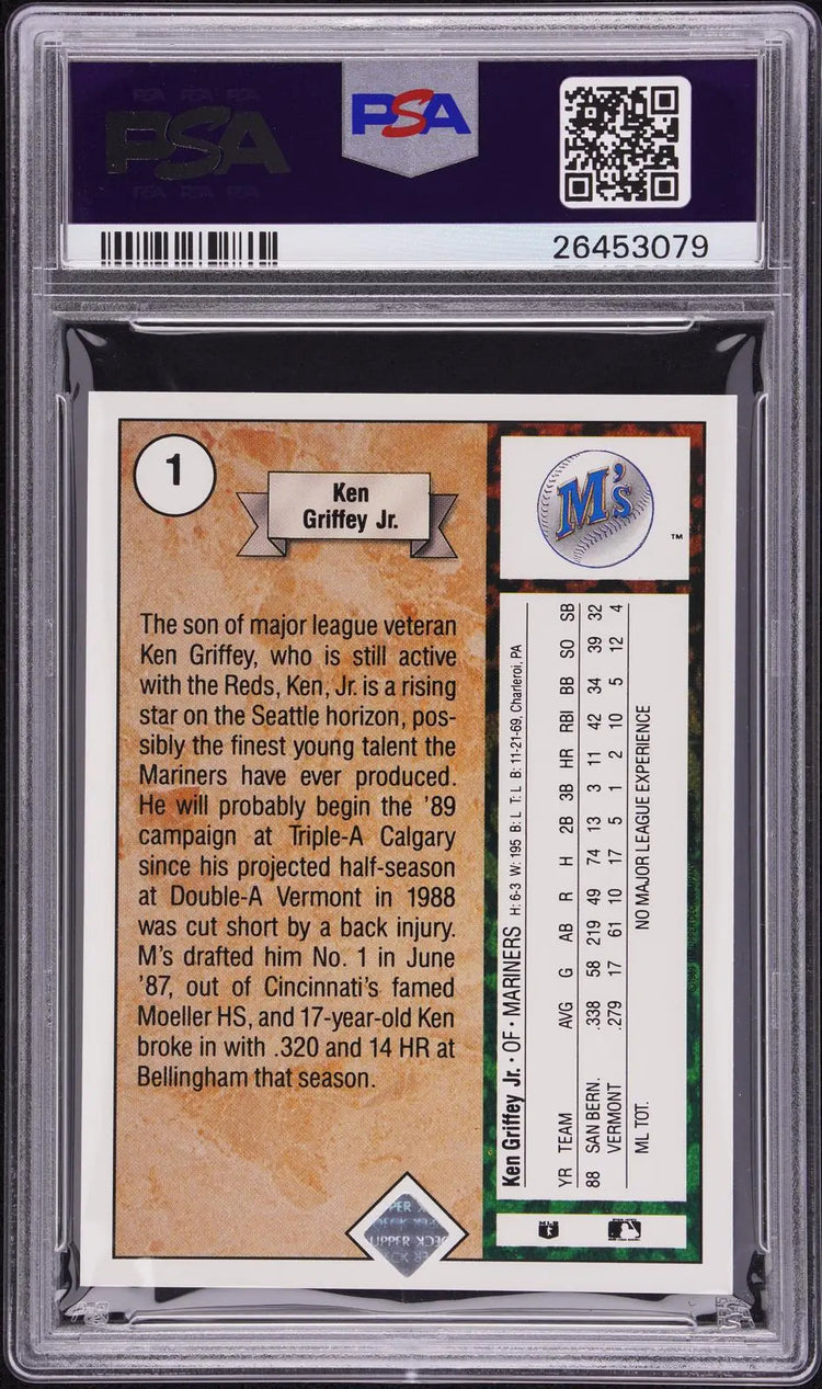 1989 Upper Deck Baseball Star Rookie Ken Griffey Jr. RC PSA 10 