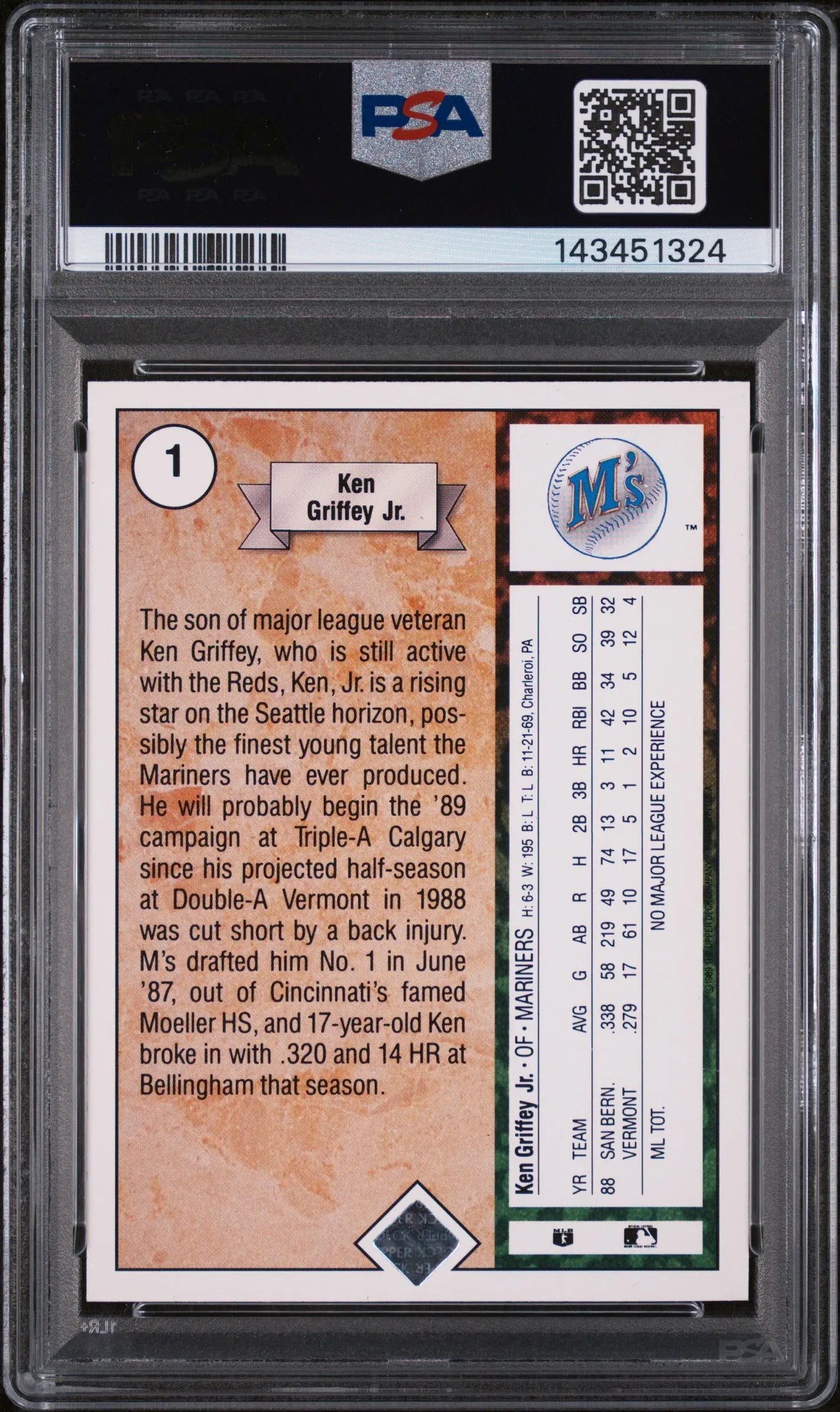 1989 Upper Deck Ken Griffey JR. Star Rookie RC PSA 8 