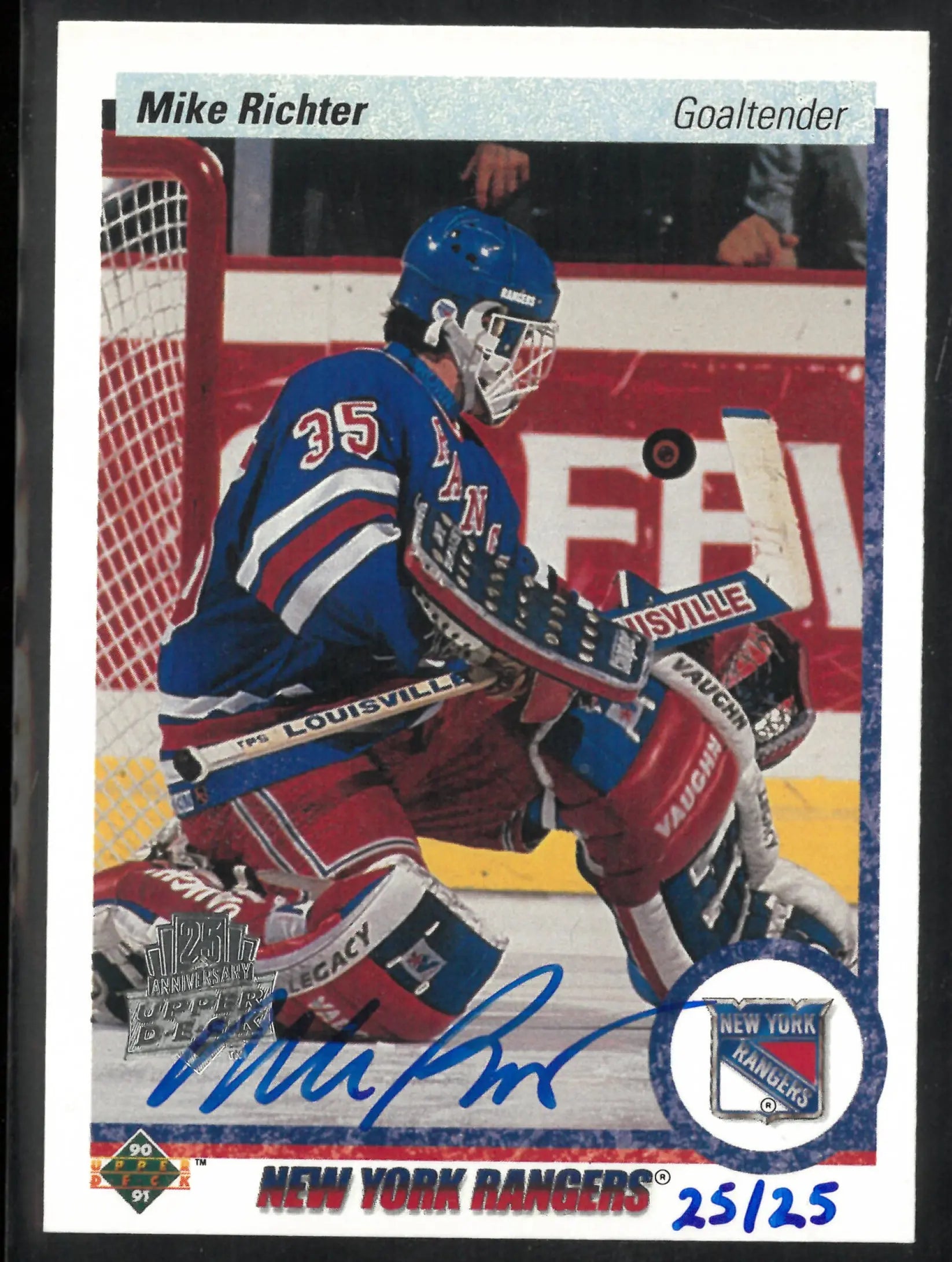 1990-91 Upper Deck Autographed Mike Richter Rookie RC /25 