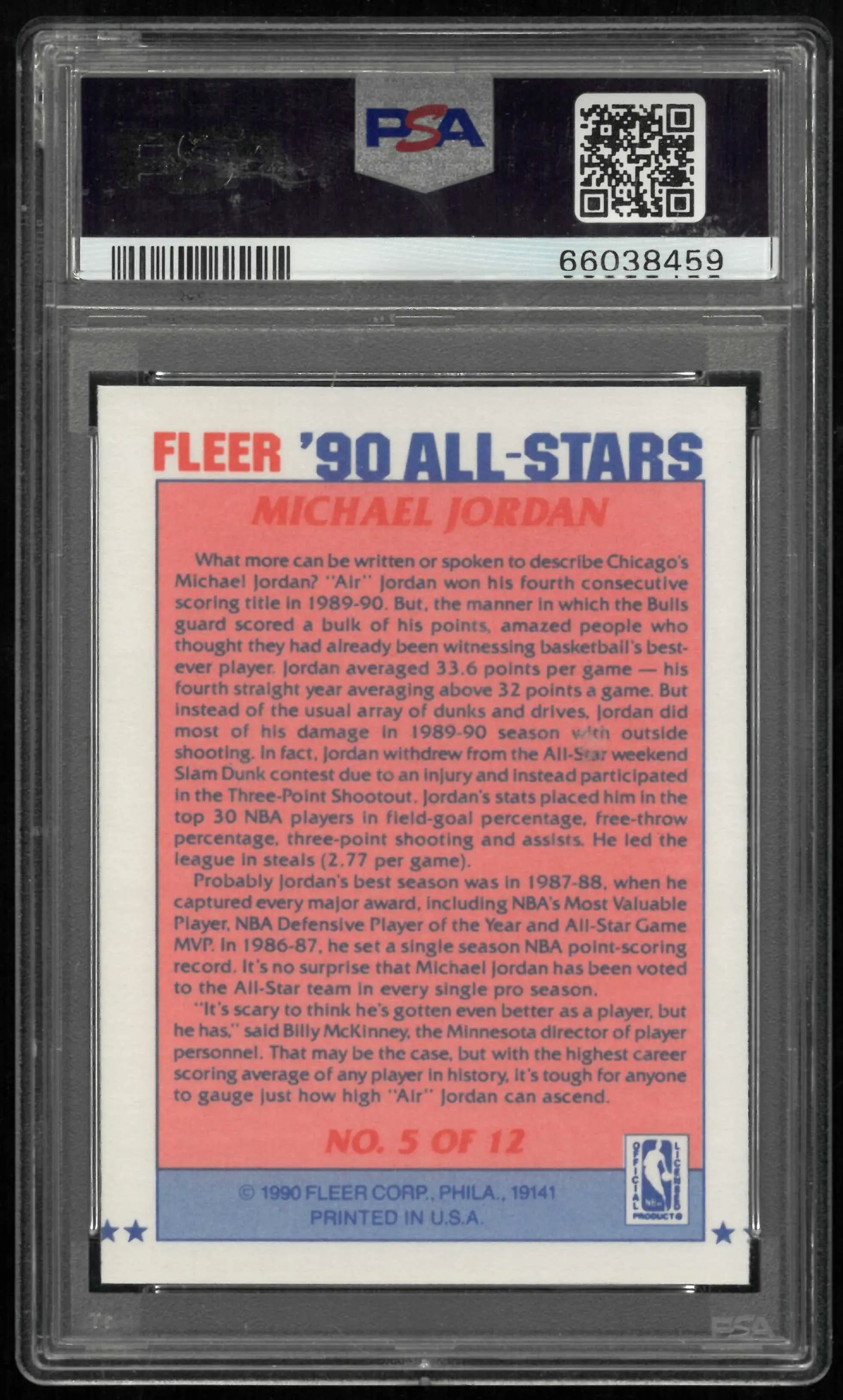 1990 Fleer All-Stars Michael Jordan PSA 8 