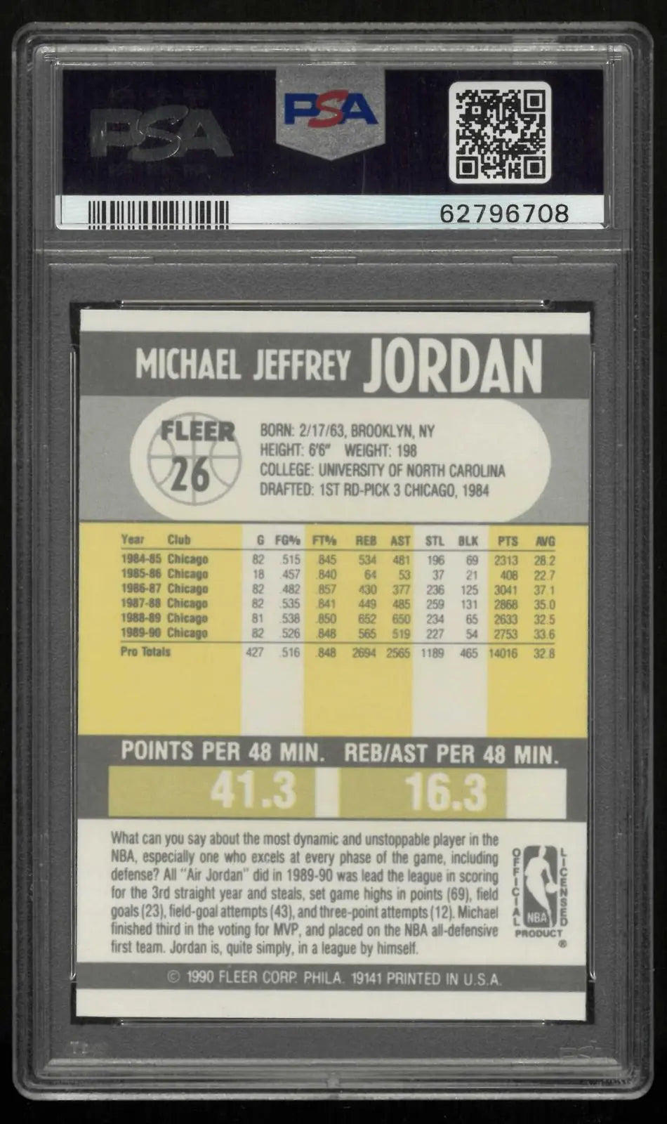 1990 Fleer Basketball Michael Jordan PSA 9 