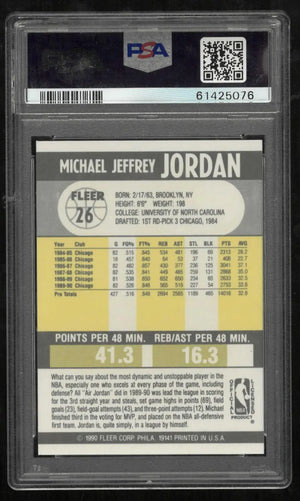 1990 Fleer Basketball Michael Jordan PSA 9 
