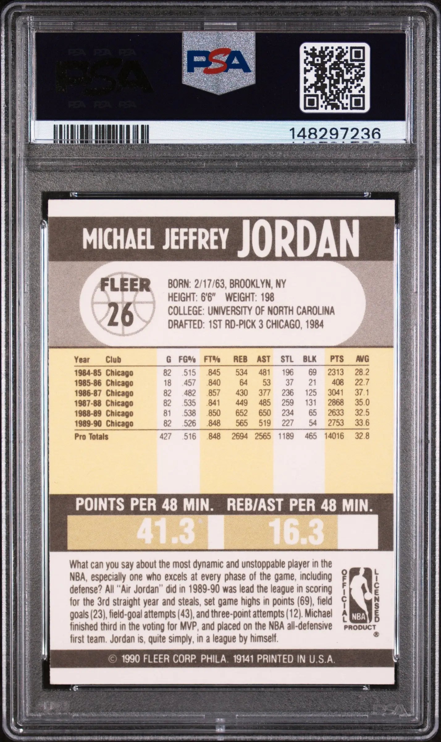 1990 Fleer Michael Jordan  PSA 5 