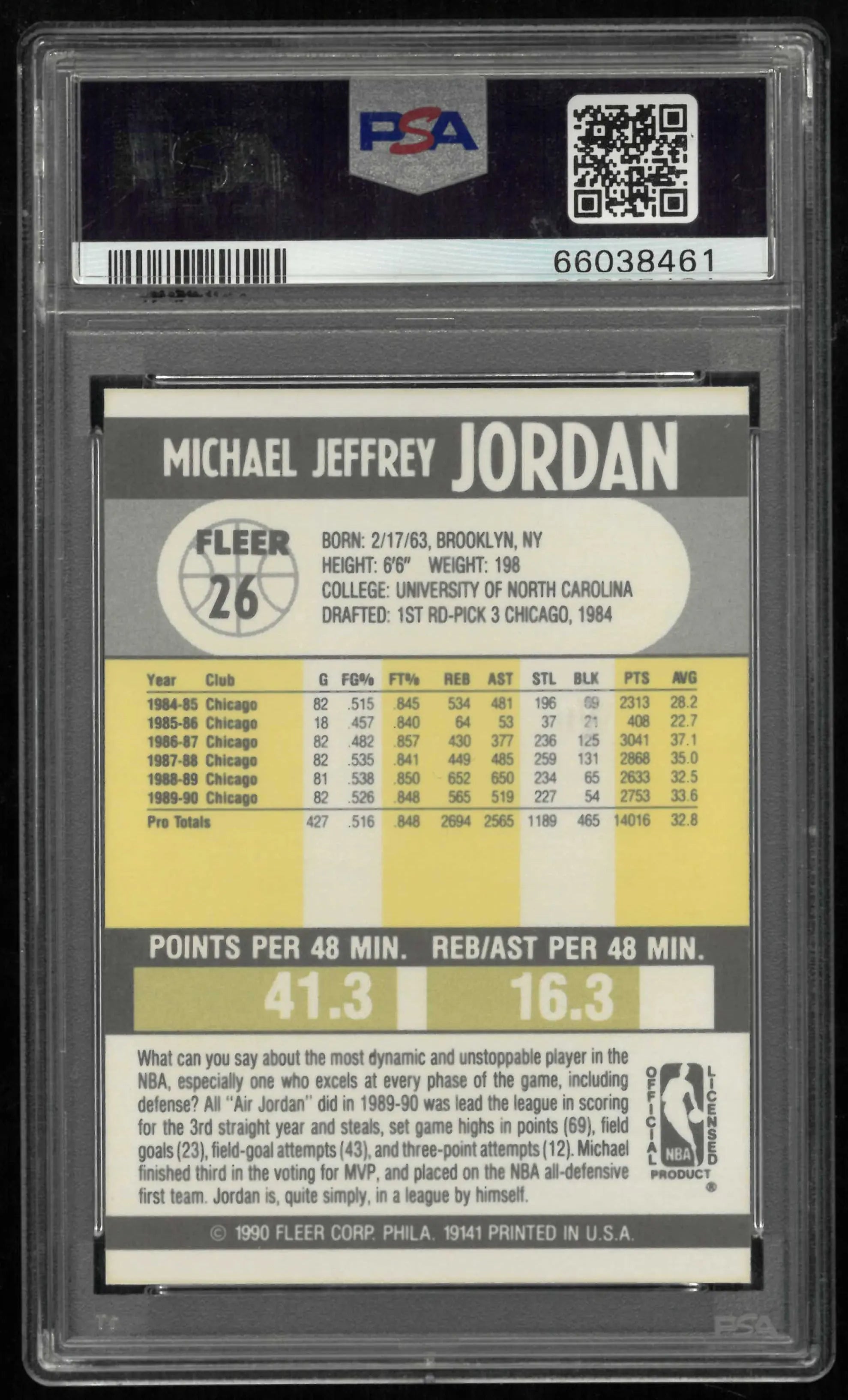 1990 Fleer Michael Jordan PSA 9 