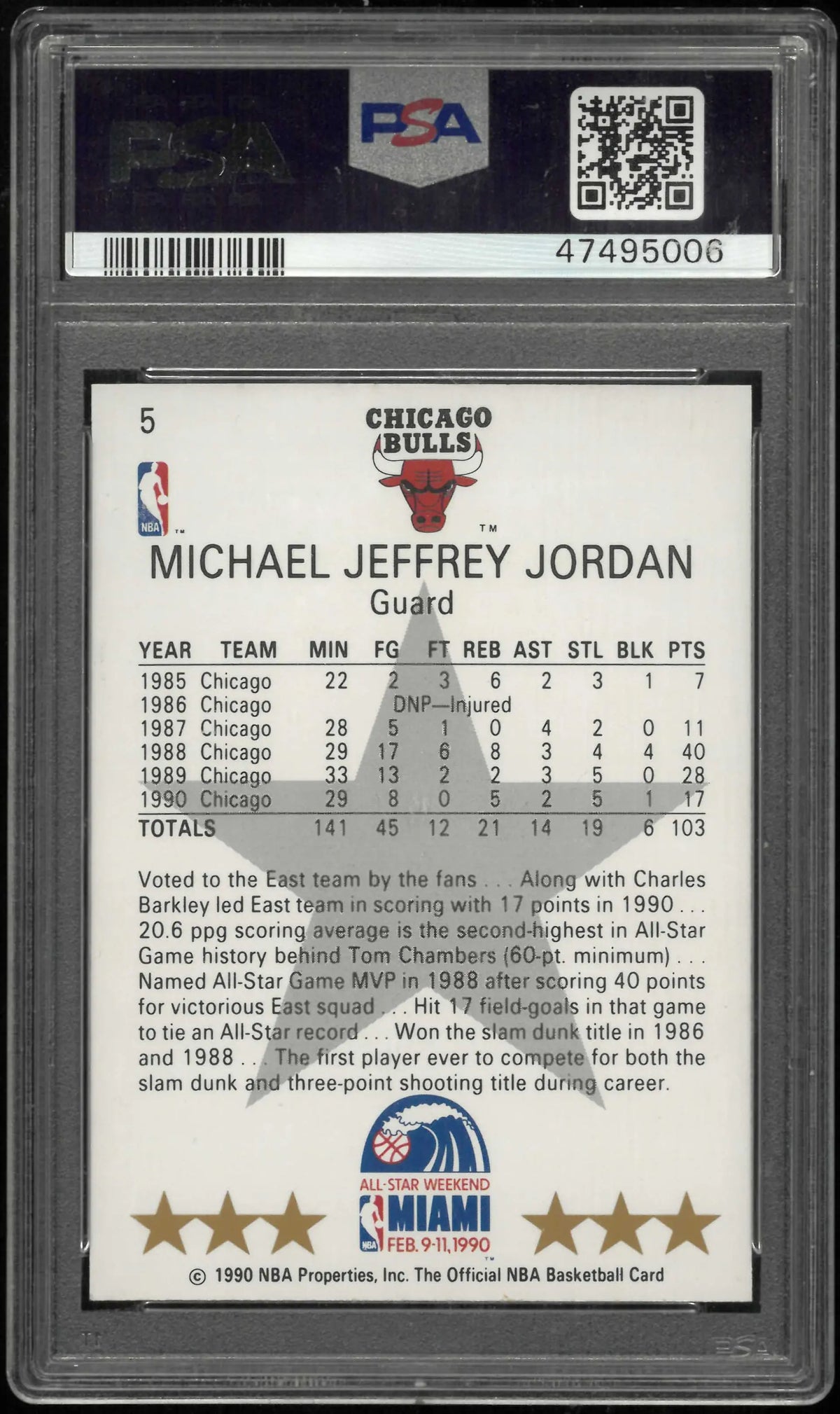 1990 Hoops Michael Jordan All-Star PSA 10 
