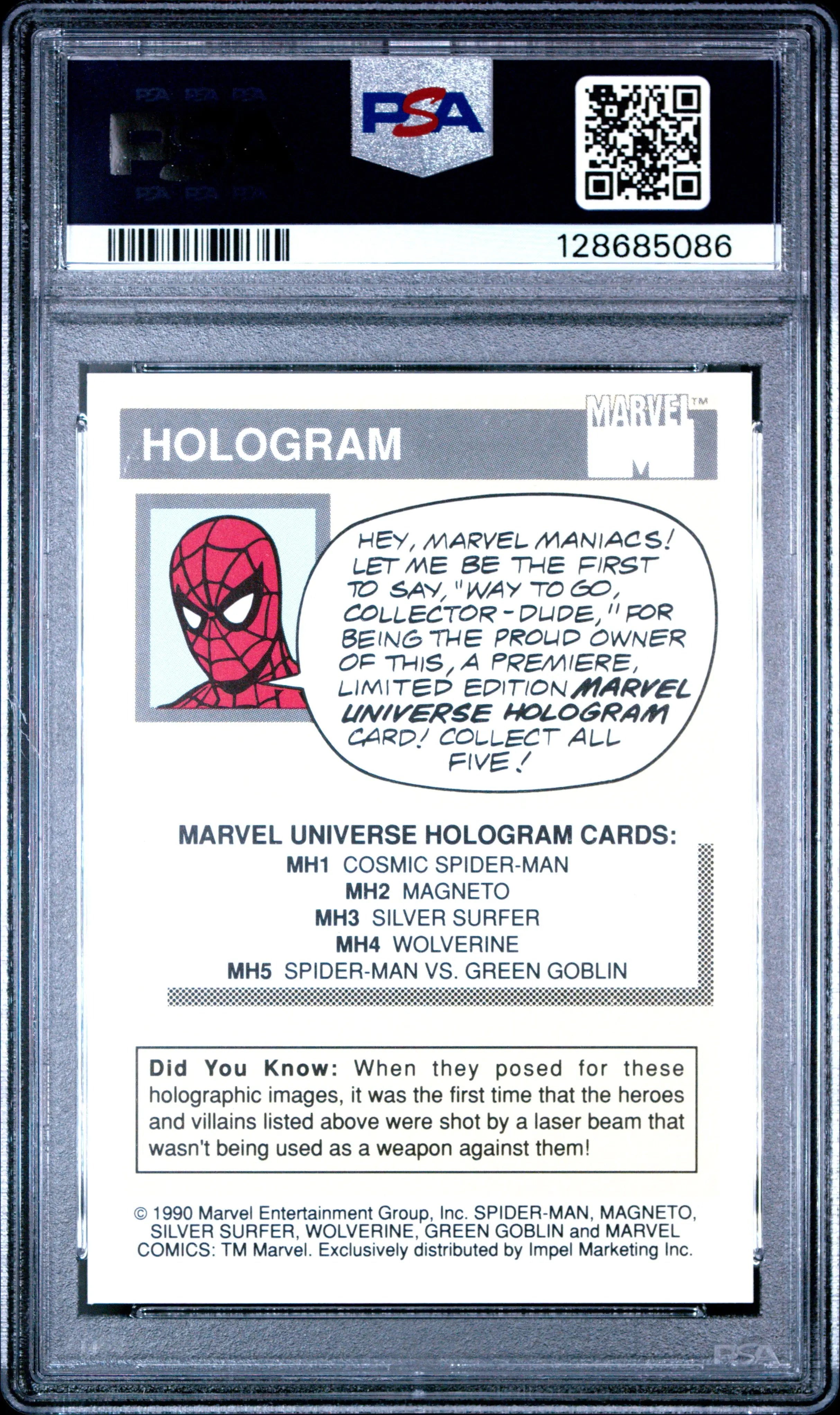 1990 Marvel Universe Hologram Silver Surfer  PSA 8 