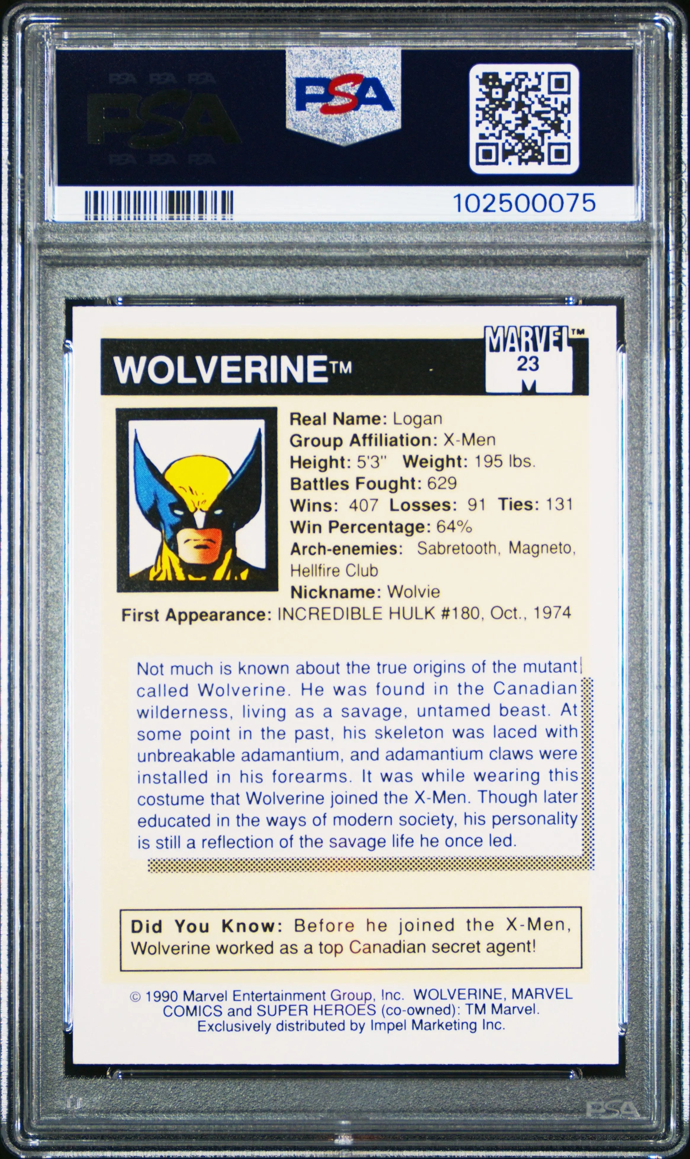 1990 Marvel Universe Wolverine Super Heroes #23 PSA 9 