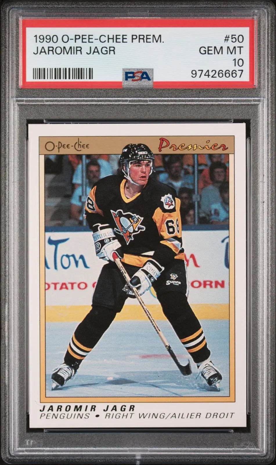 1990 O-Pee-Chee OPC Premier Rookie Jaromir Jagr RC PSA 10 