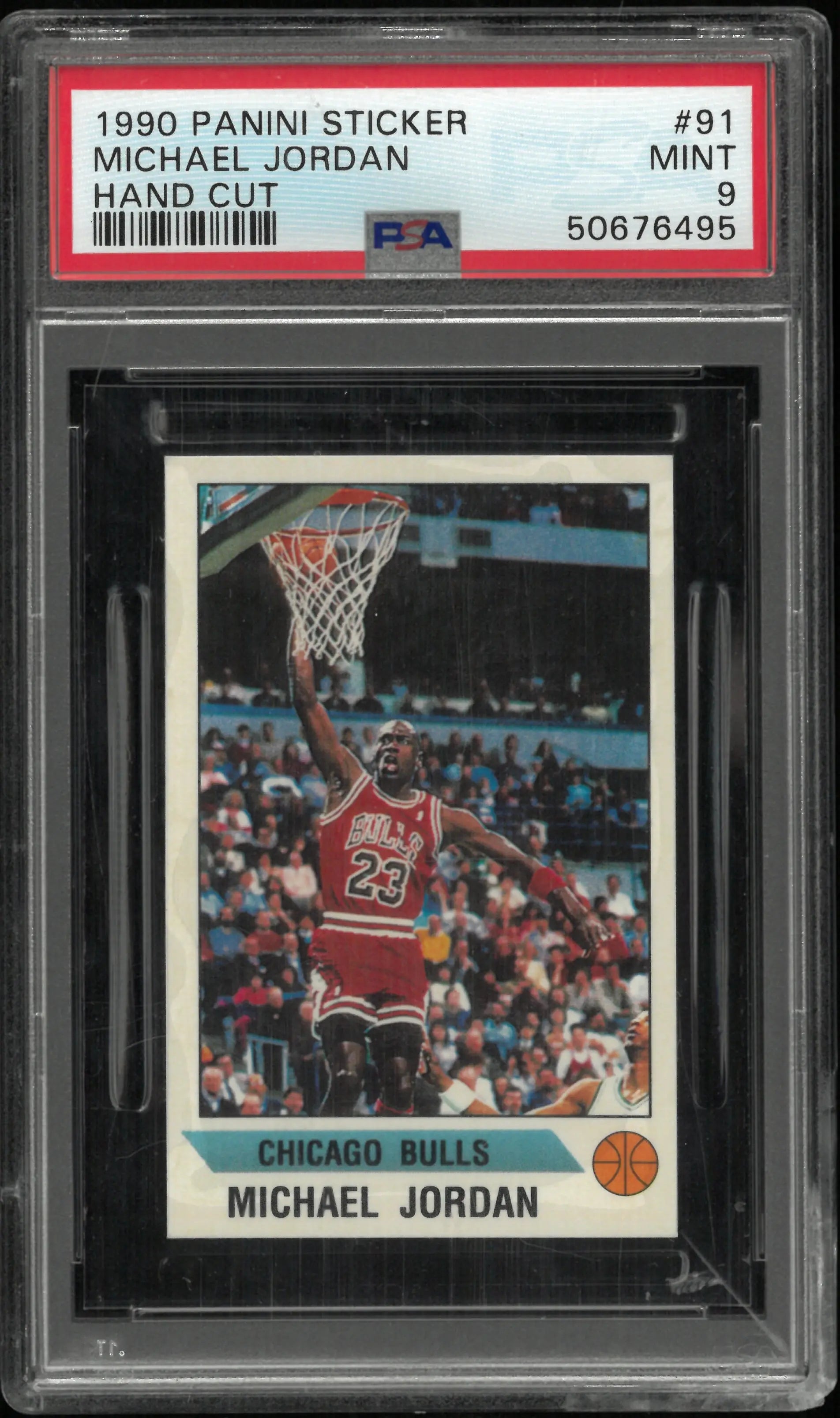 1990 Panini Sticker Michael Jordan Hand Cut PSA 9 