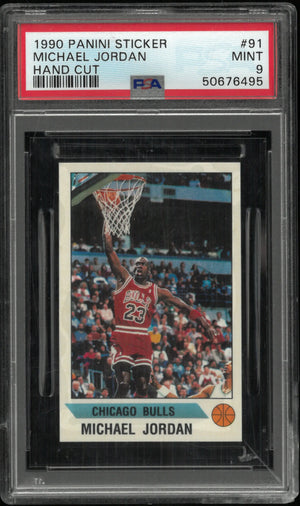 1990 Panini Sticker Michael Jordan Hand Cut PSA 9 