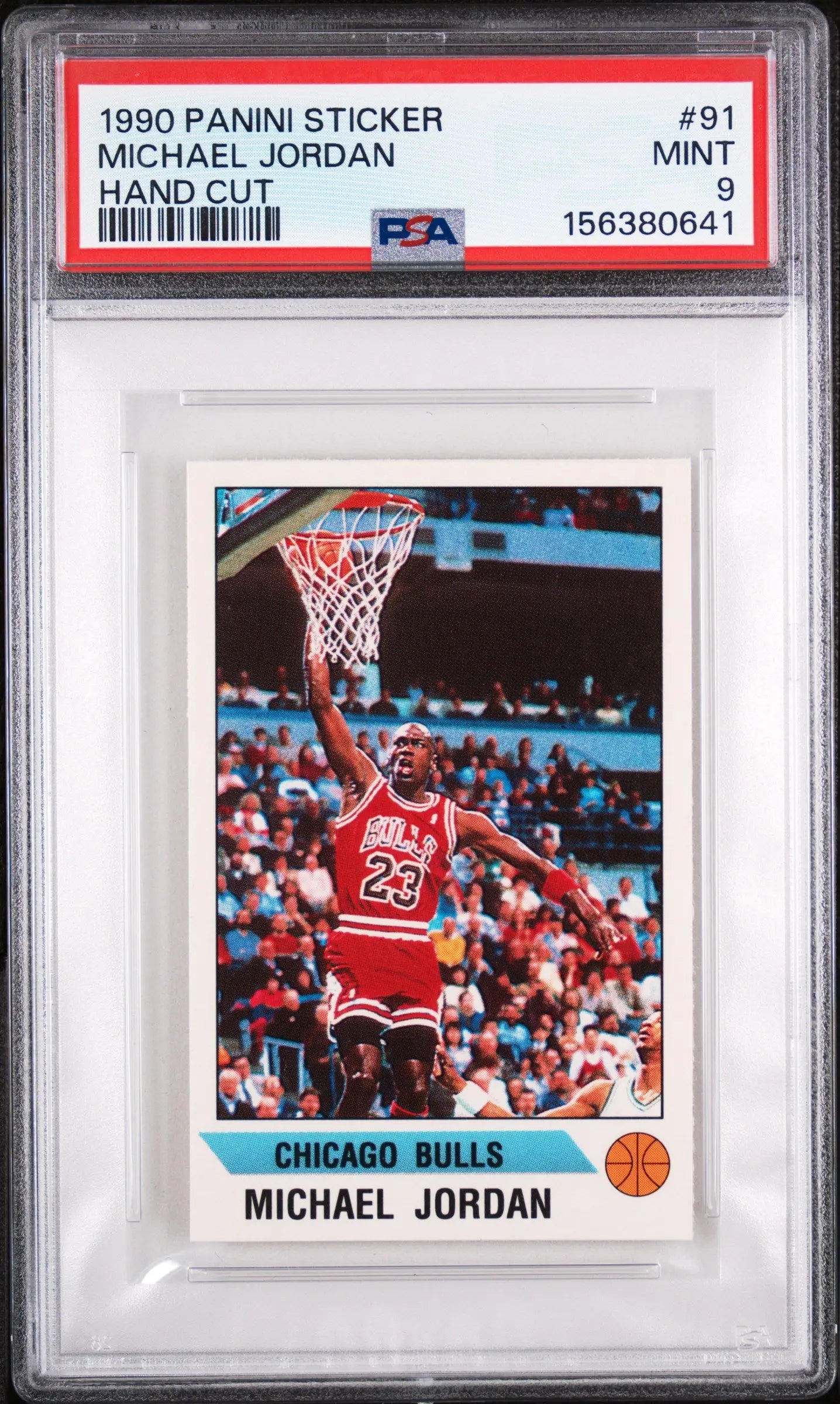 1990 Panini Sticker Michael Jordan Hand Cut PSA 9 