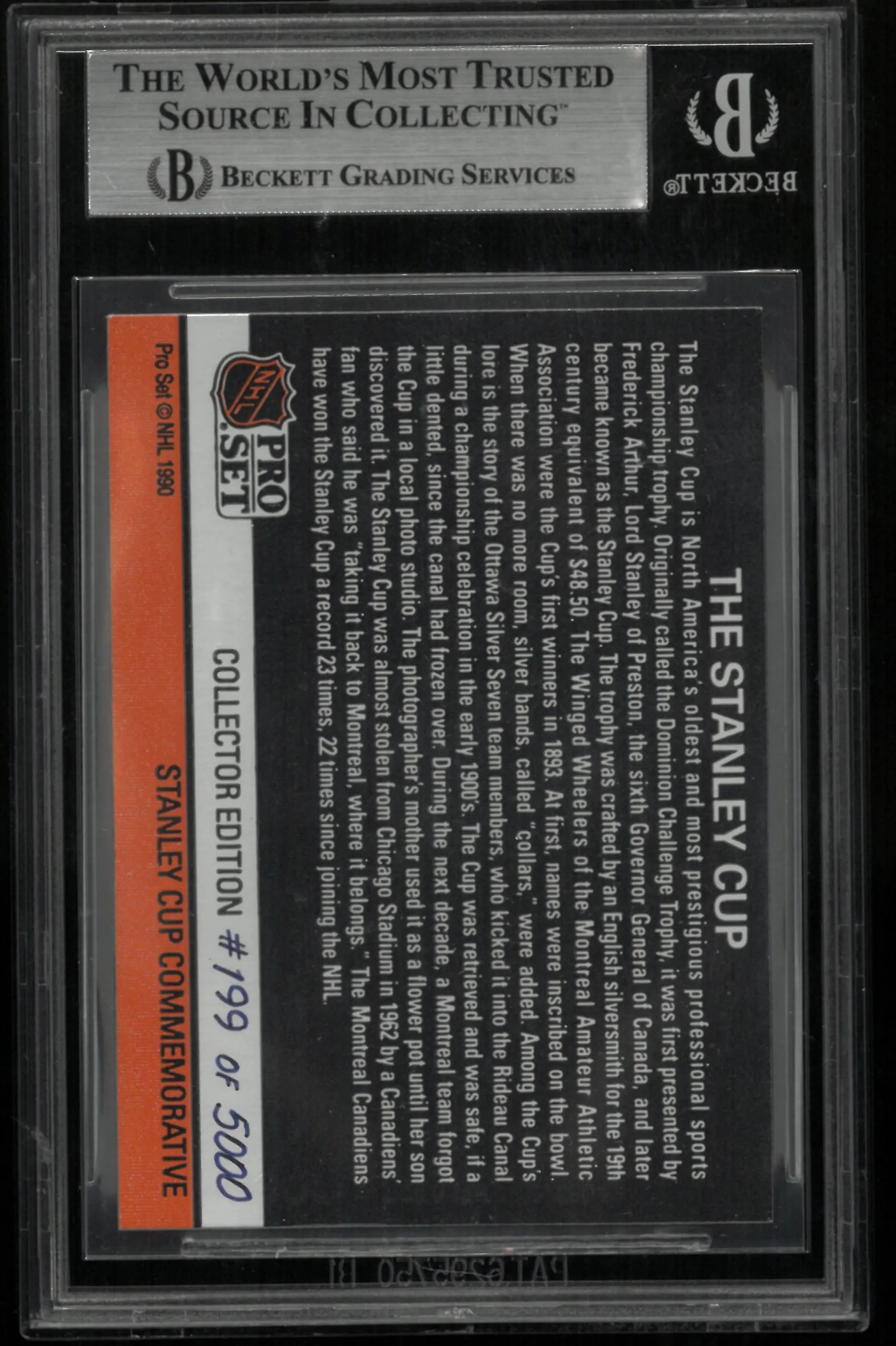 1990 Pro Set Stanley Cup Hologram BGS 6 RARE CHASE CARD /5000 