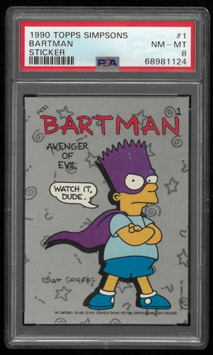 1990 Topps Simpsons Stickers #1 Bartman Sticker PSA 8 