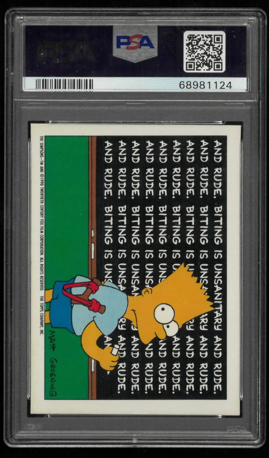 1990 Topps Simpsons Stickers #1 Bartman Sticker PSA 8 