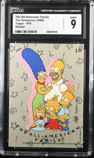 1990 Topps The Simpsons Stickers #18 The All-American Family CGC 9 