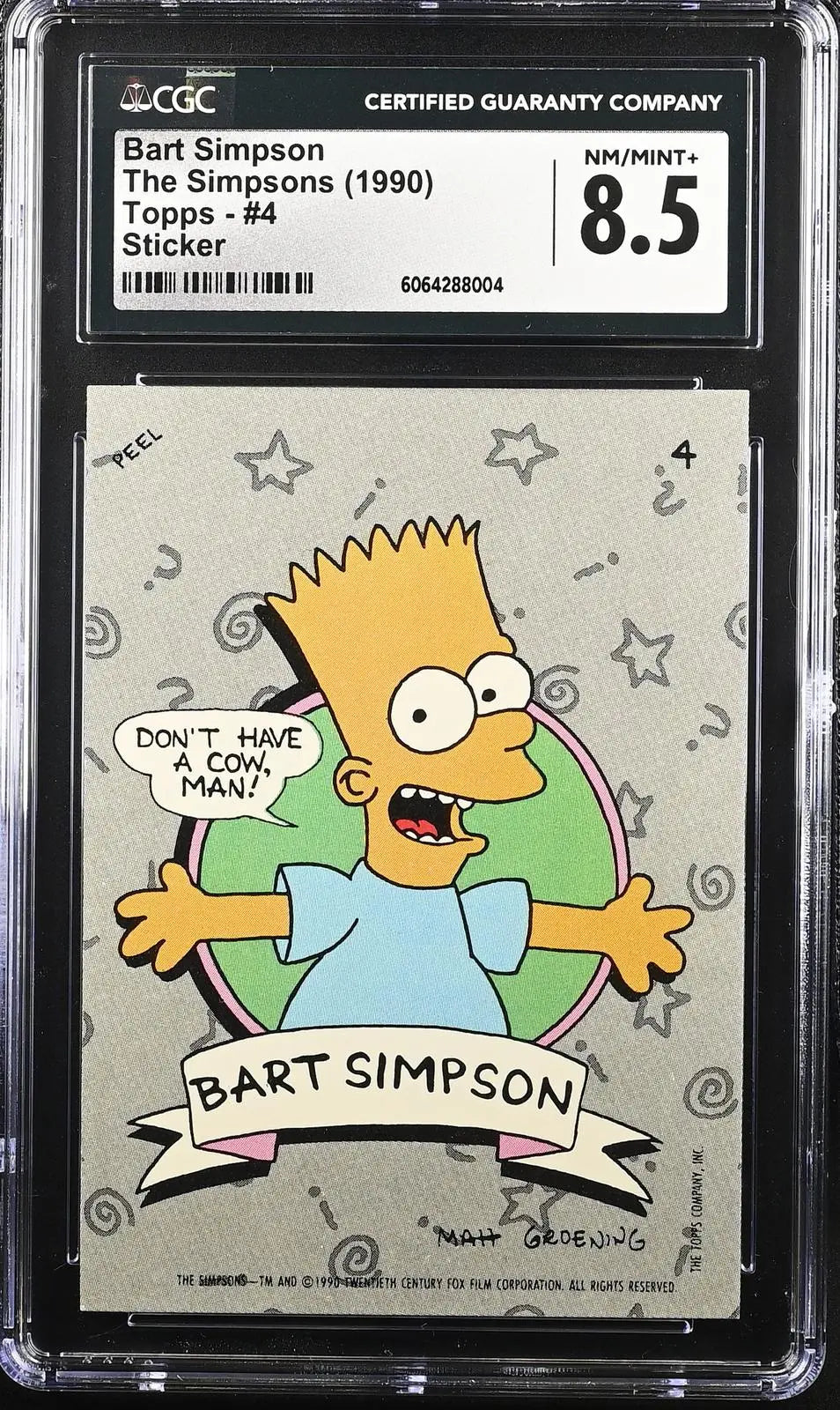 1990 Topps The Simpsons Stickers #4 Bart Simpson CGC 8.5 