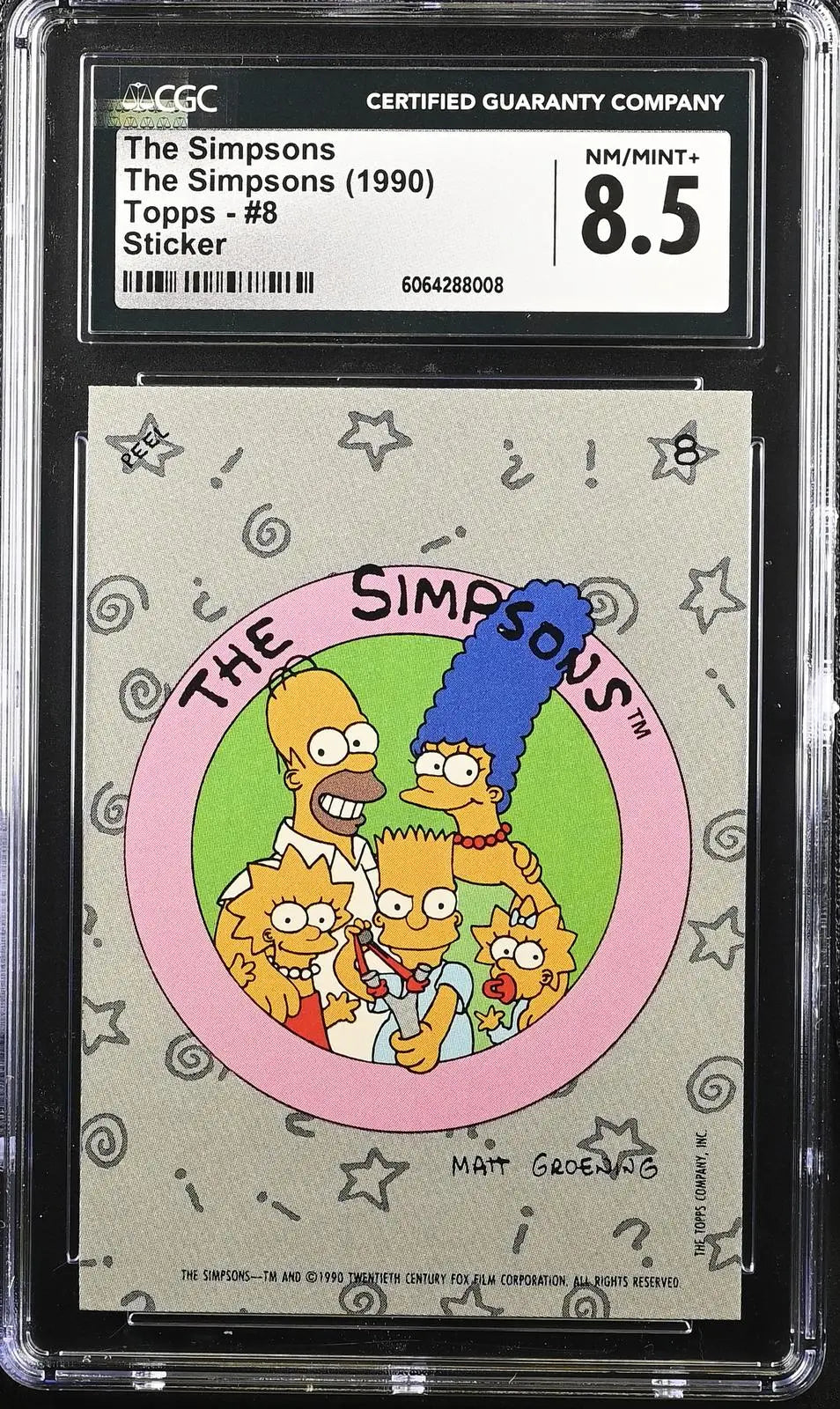 1990 Topps The Simpsons Stickers #8 The Simpsons CGC 8.5 