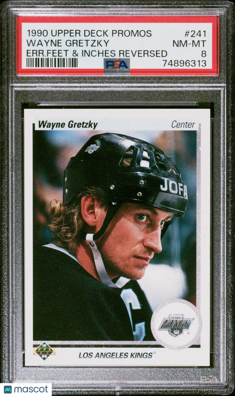 1990 Upper Deck Promos Wayne Gretzky #241 Error Feet - Inches Reversed PSA 8 