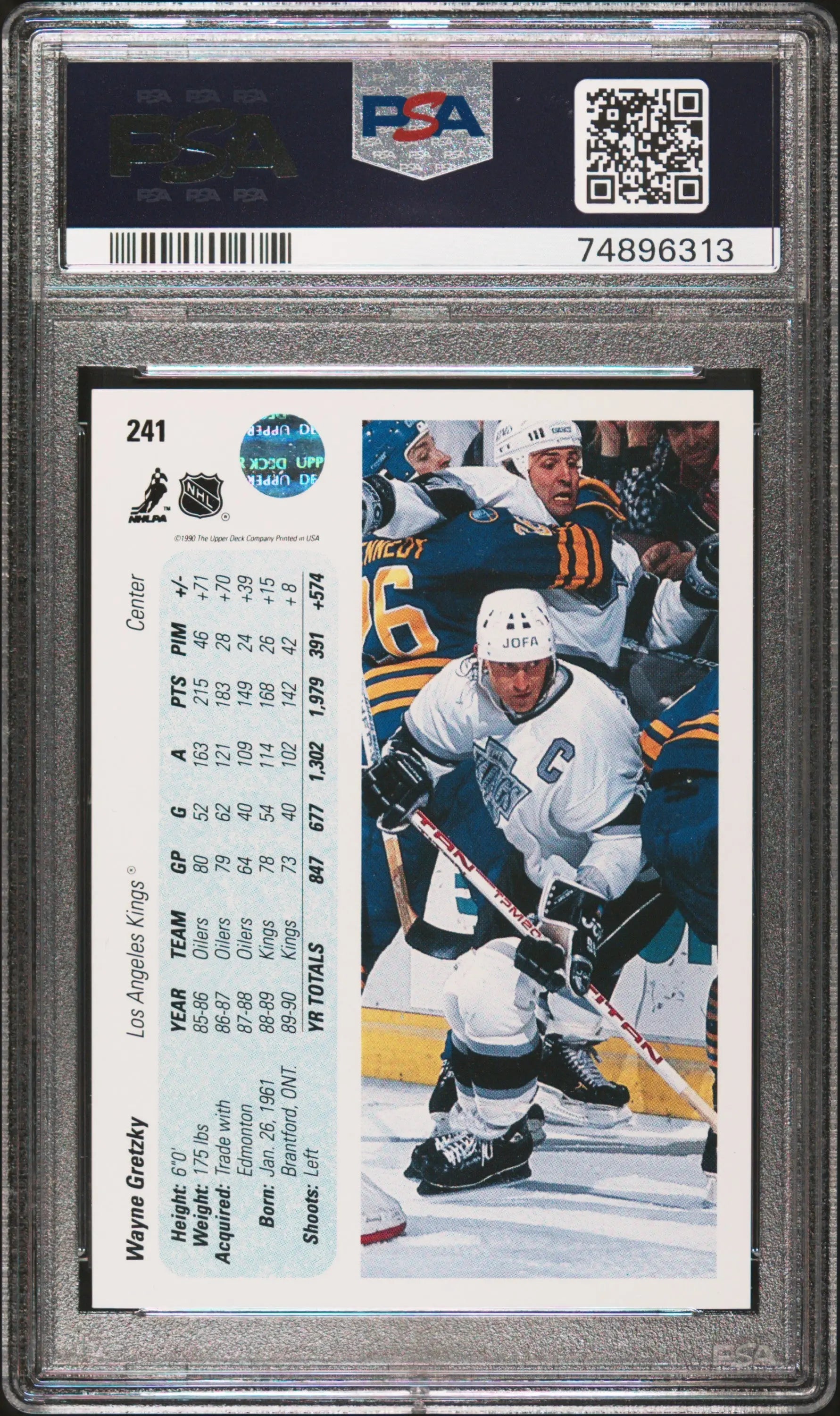 1990 Upper Deck Promos Wayne Gretzky #241 Error Feet - Inches Reversed PSA 8 