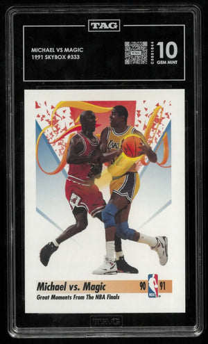 1991-92 SkyBox Great Moments from the NBA Finals Michael vs. Magic TAG 10 Pop 1 