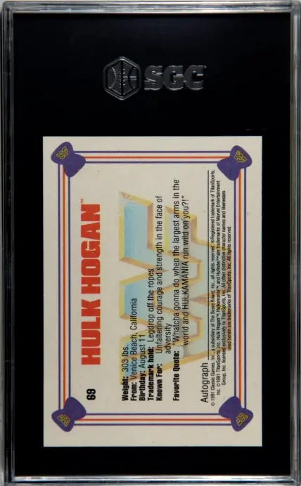 1991 Classic WWF Wrestling Hulk Hogan SGC 9.5 