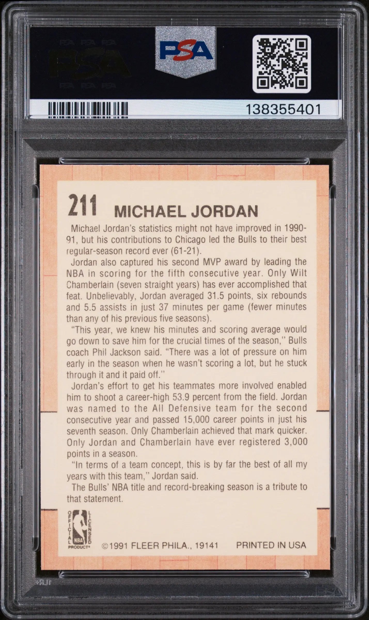 1991 Fleer Michael Jordan #211 PSA 10 