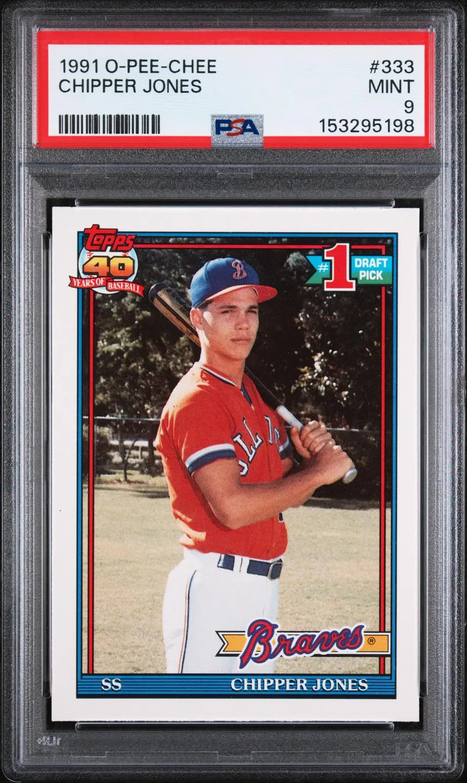 1991 O-Pee-Chee OPC Baseball Chipper Jones PSA 9 