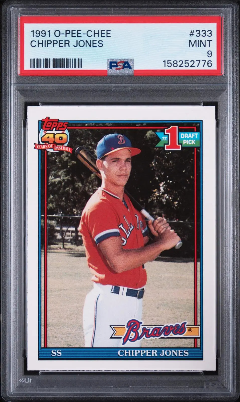 1991 O-Pee-Chee OPC Baseball Chipper Jones PSA 9 