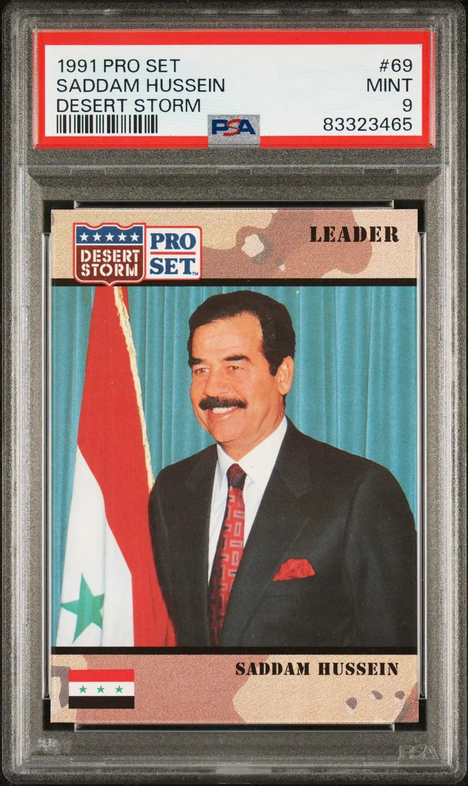 1991 Pro Set Desert Storm #69 Saddam Hussein PSA 9 